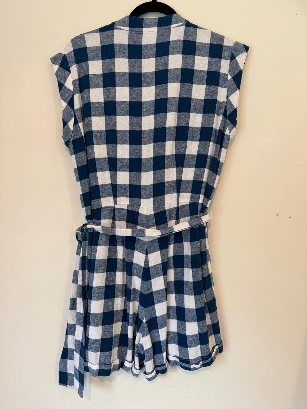 J. Crew Blue and White Gingham Romper